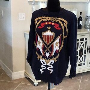 Mondi vintage sweater, navy/red/white/gold, size 38